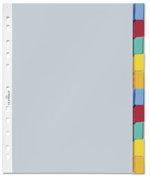 Przekładki A4 PP 1-10 Indeksy Kolorowe Zgrzane Koszulki Przezroczyste /Durable 663219