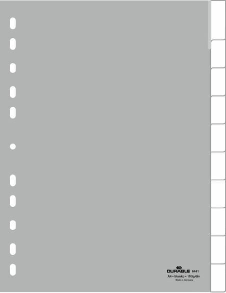 Przekładki A4 PP 1-10 Zgrzane Indeksy Szare /Durable 644110