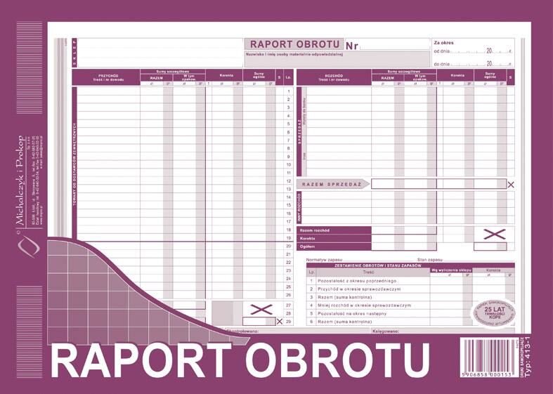 Raport Obrotu A4 Wielok. Poziom 413-1 /MiP