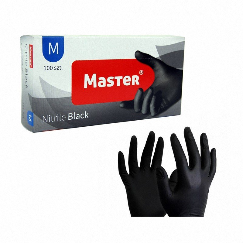 Rękawice Nitrylowe Bezpudrowe Black M 100szt. / Master