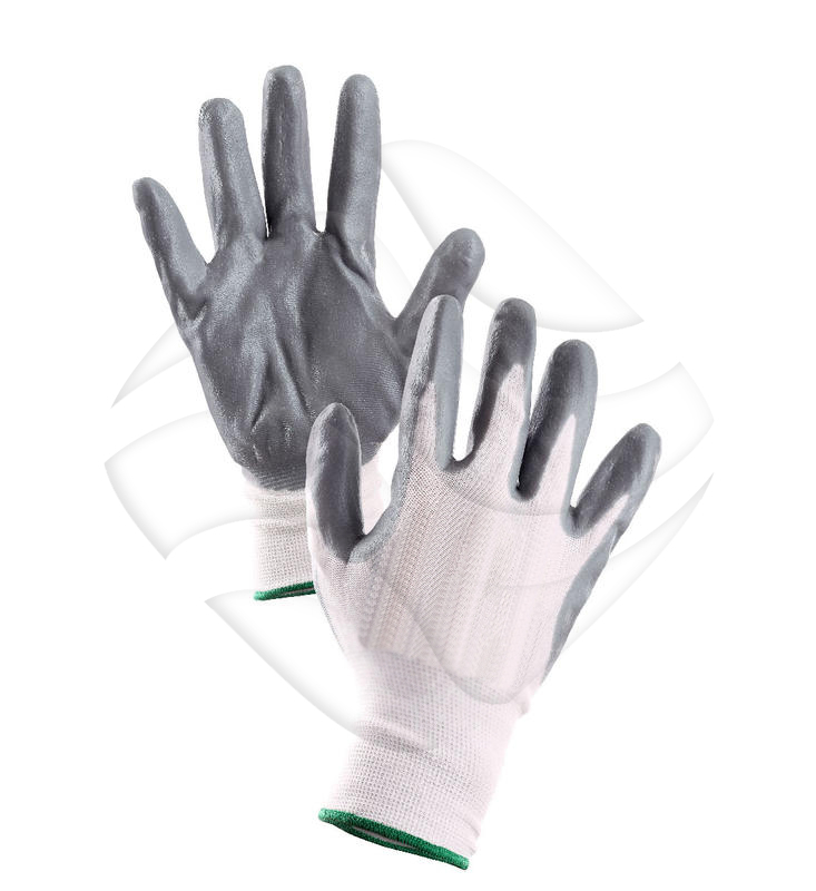 Rękawice białe polies.szary nitr 8 BAR SafePRO