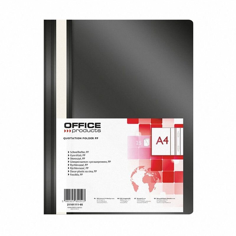 Skoroszyt A4 PP A'25 Czarny /Office Products