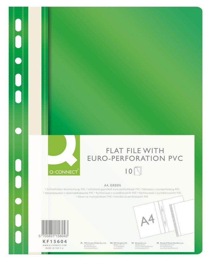 Skoroszyt A4 PVC z Europ. A'10 Zielony /Q-Connect