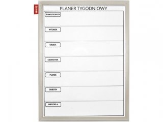 Tablica Planer  Tygodniowy nadruk w Kolorze Czarnym Rama Drewniana Lakierowana Srebrna 40x30 cm /Memobe