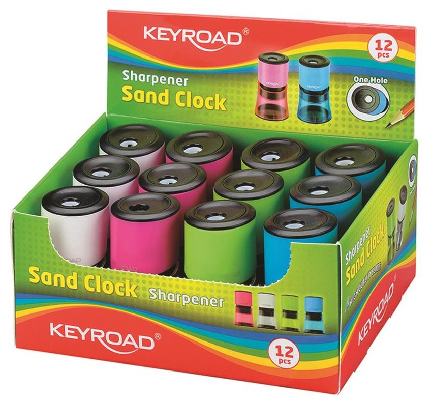 Temperówka Keyroad Sand Clock Plastikowa Pojedyńcza Z Pojemnikiem Pakowane Na Displayu Mix Kolorów