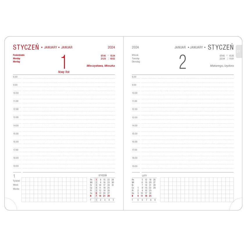 Terminarz O.Diary A5 Saturn 2024 Czarny / Opus