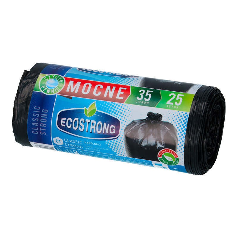 Worki Na Śmieci LDPE 35L A'25 Czarne Mocne Ecostrong /Sipeko