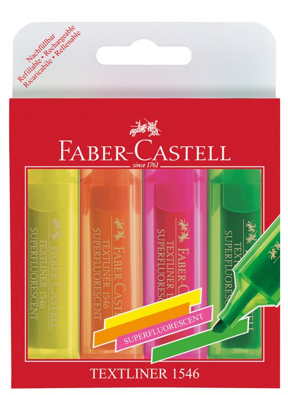 Zakreślacz 1546 4 Kol. Etui Plastikowe Faber-Castell