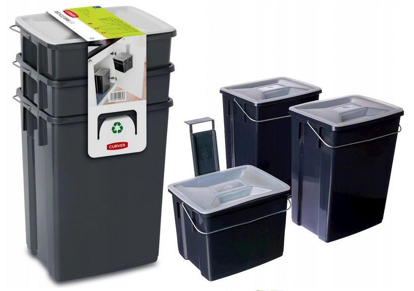 Zestaw Pojemników na odpady BIOBOX ( 2x10L,6L,pokrywki ) / Curver 245948