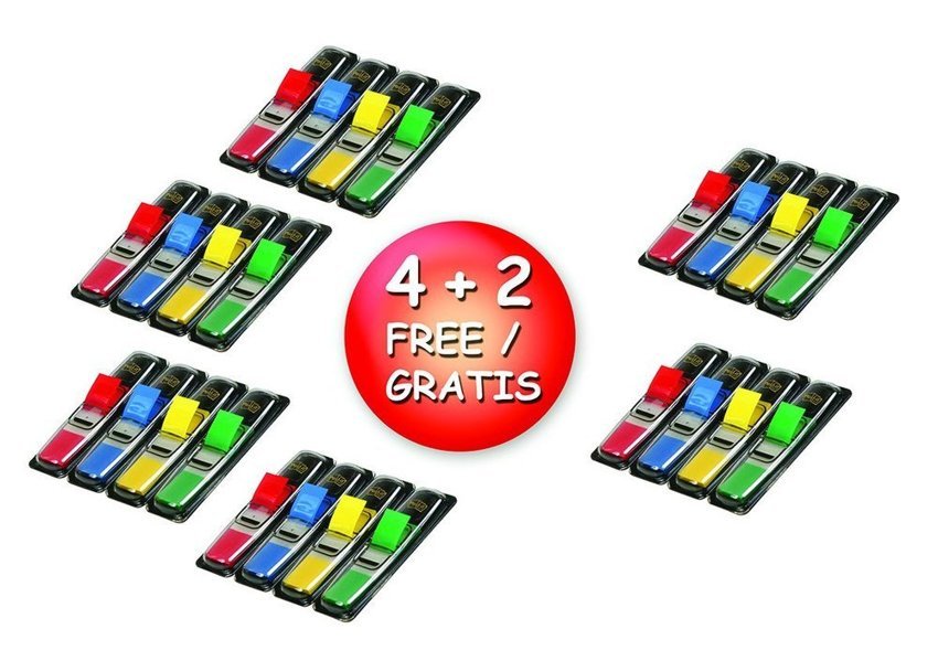 Zestaw Promocyjny Zakładek Post-It (683-4) Pp 12X43Mm 4+2X35 Kart. Mix Kolorów 2 Gratis