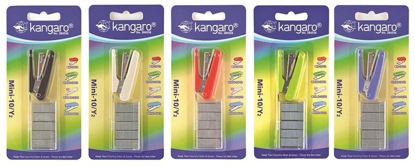 Zszywacz Kangaro Mini-10/Y2+Zszywki Zszywa Do 10 Kartek Blister Mix Kolorów